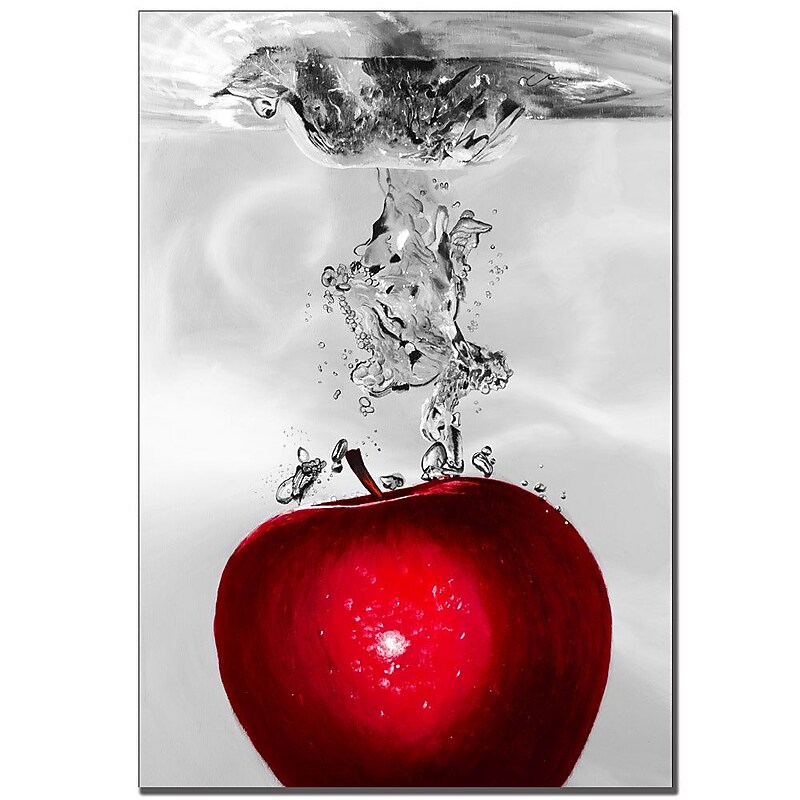 Trademark Fine Art 'Red Apple Splash' 22" x 32" Canvas Art image 1