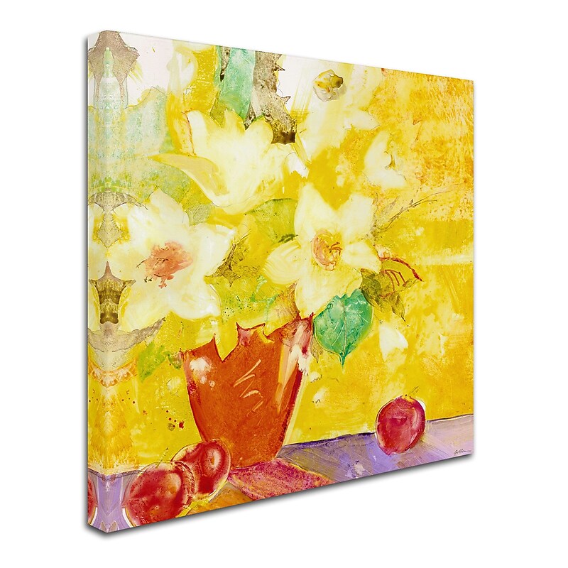 Trademark Fine Art 'Red Vase With Apples' 18" x 18" Canvas Art image 1