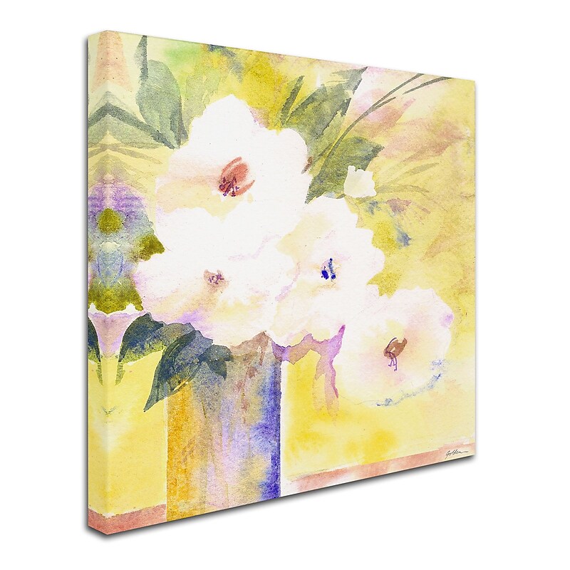 Trademark Fine Art 'White Flower Shadows' 14" x 14" Canvas Art image 1