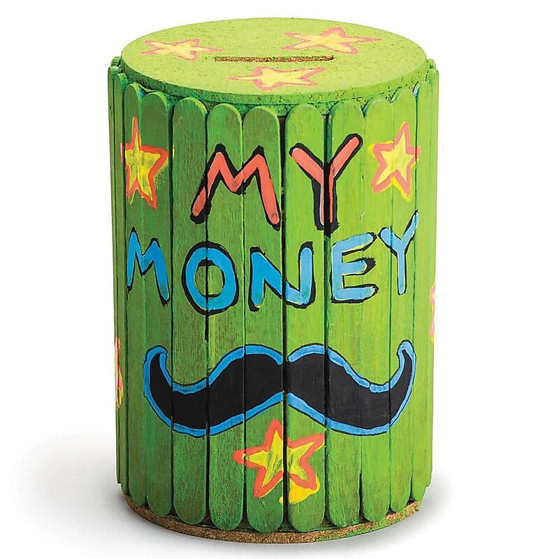 S&S Craft Stick Barrel Bank Craft Kit, 25/Pack (CS507J) image 1
