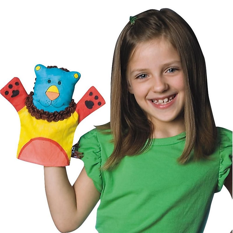 S&S® Color-Me™ 9" Fabric Animal Hand Puppets image 1
