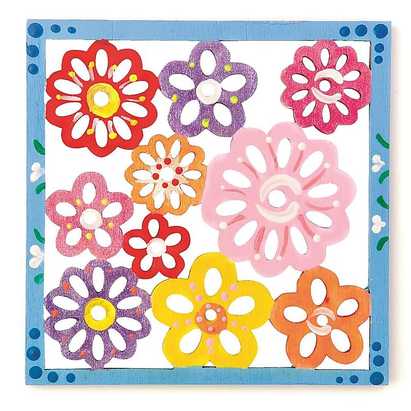 S&S Floral Wood Trivet Craft Kit, 12/Pack (GP2071) image 1