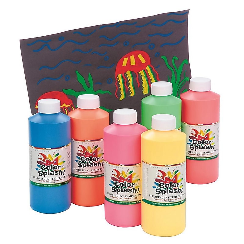 Color Splash Tempera Paint, Assorted Colors, 16oz., 6/Pack (PT3263) image 1