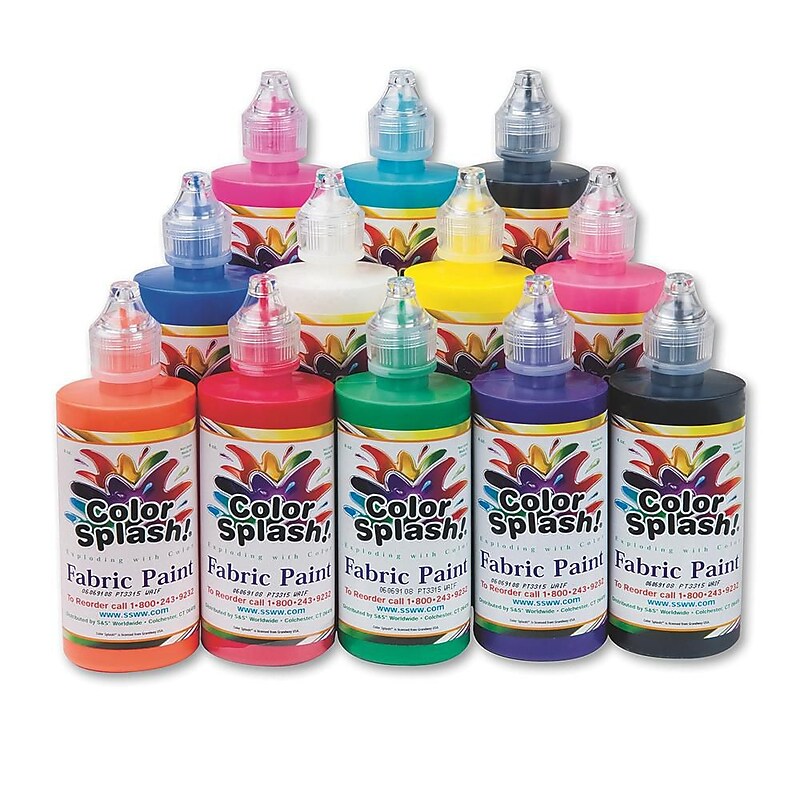 Color Splash Fabric Paint, Assorted Colors, 12/Pack (PT3315) image 1
