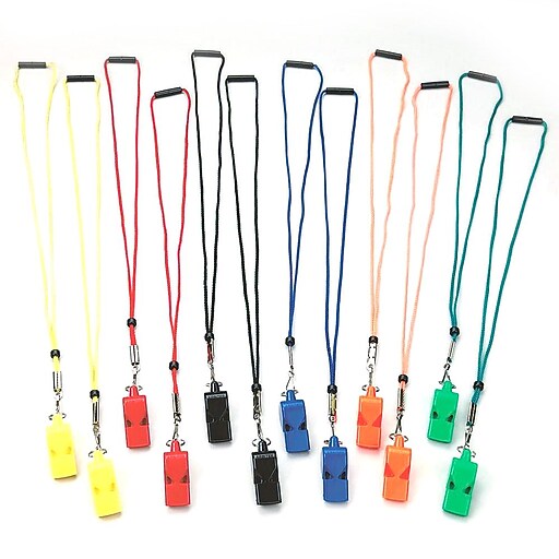 S&S® Arbiter Pealess Whistle and LanYard Set Staples