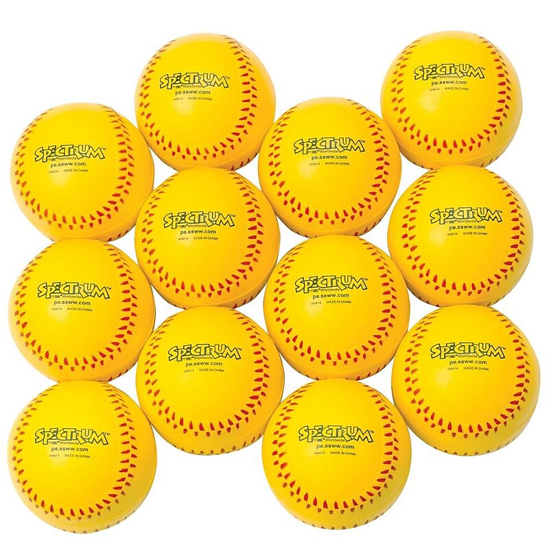 Spectrum 3.5" Foam Baseballs, Yellow, 12/Pack (W9414) image 1