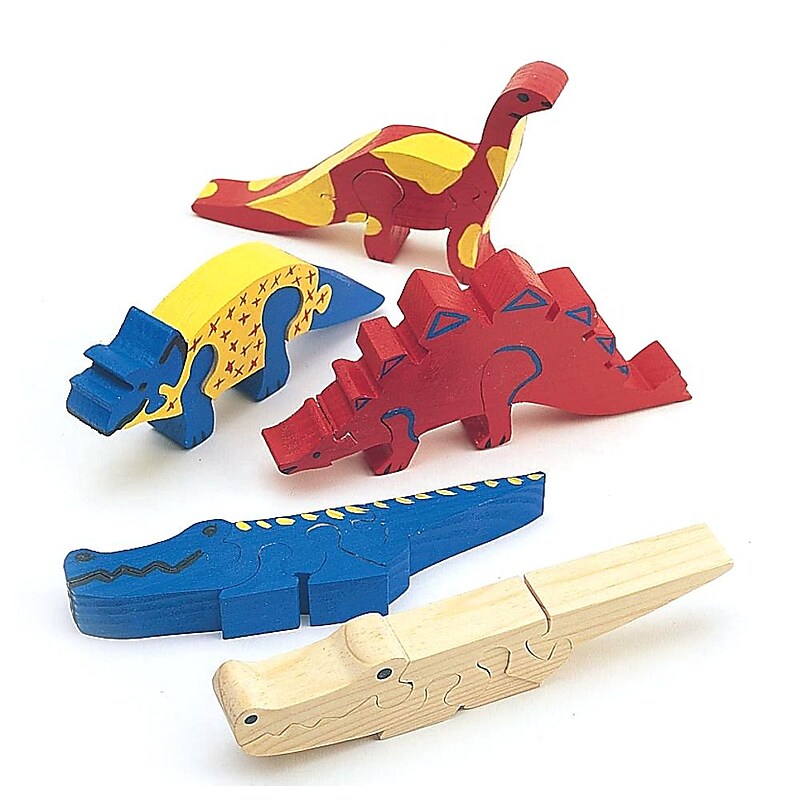 S&S® Unfinished Wooden Animal Puzzle, Unassembled Dinosaurs, 12/Pack image 1