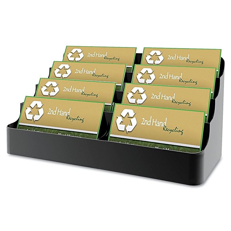 Deflect-o® Sustainable Office™ Recycled Business Card Holder With 8 Compartment, Black image 1
