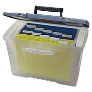Storex Letter/Legal Portable File Storage Box With Organizer Lid, 12" x 14.5" x 10.5", Clear (STX61511U01C)