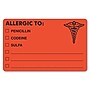 Tabbies® Medical Labels "ALLERGIC TO:", 2 1/2" x 4", Fluorescent Red, 100/Roll~#|#~m000240376_sc7