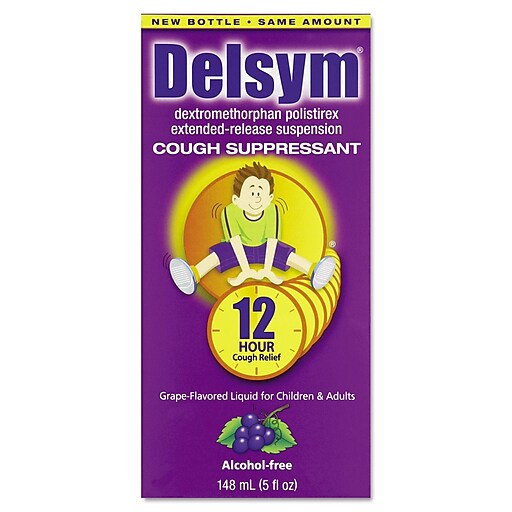 Delsym® Alcohol Free Children's Cough Suppressant, 12 Hour Relief, Grape, 5 oz. Bottle at Staples
