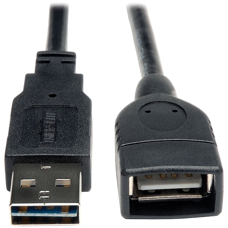 Tripp Lite 10' Universal Reversible USB 2.0 A Male to A Female Extension Cable, Black image 1