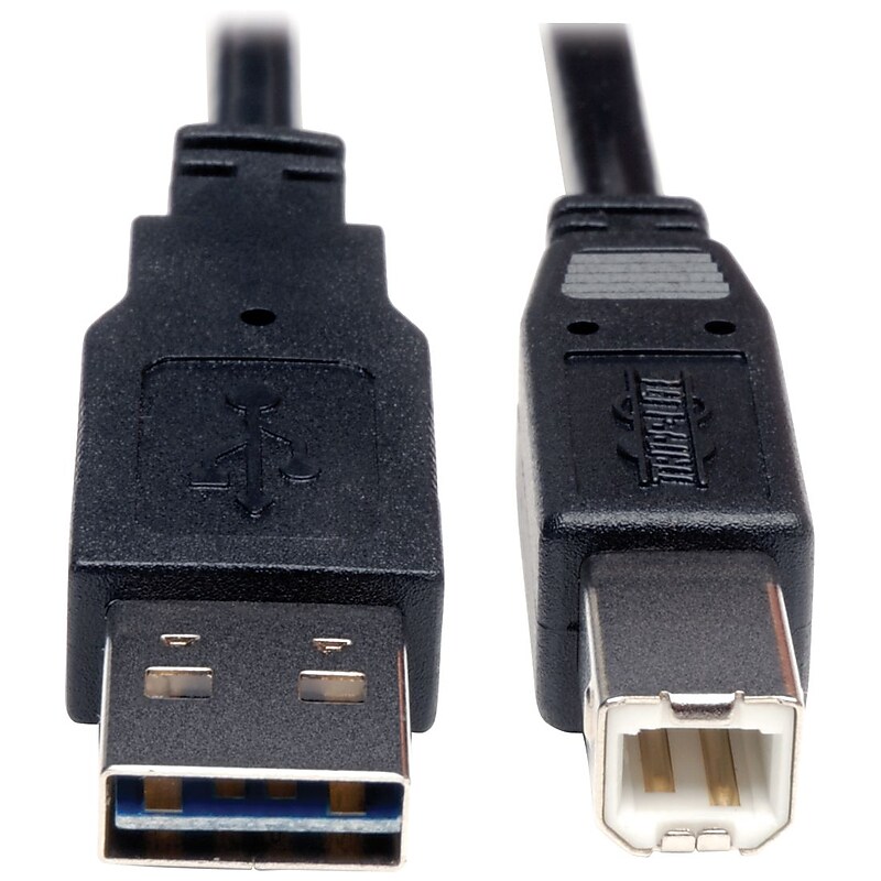 Tripp Lite 10' Universal Reversible USB 2.0 A Male to B Male USB Cable, Black image 1