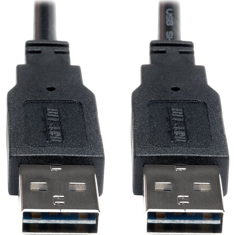 Tripp Lite 6' USB 2.0 Universal Reversible Male to Male Data Transfer Cable, Black image 1