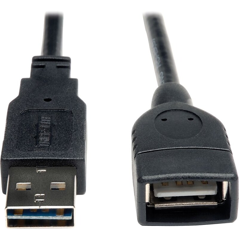 Tripp Lite 1' Universal Reversible USB 2.0 A Male to A Female Extension Cable, Black image 1