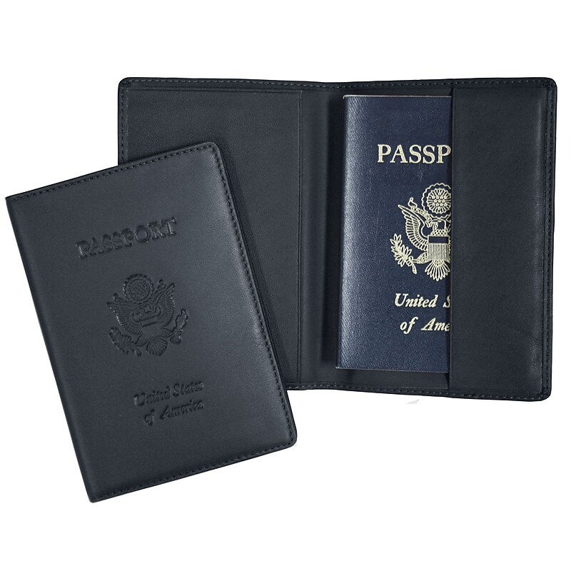 Royce Leather Debossed Passport Holder, Blue (204-BLUE-5) image 1