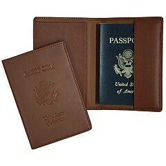 Royce Leather Debossed Passport Holder, Tan (204-TAN-5) | Staples