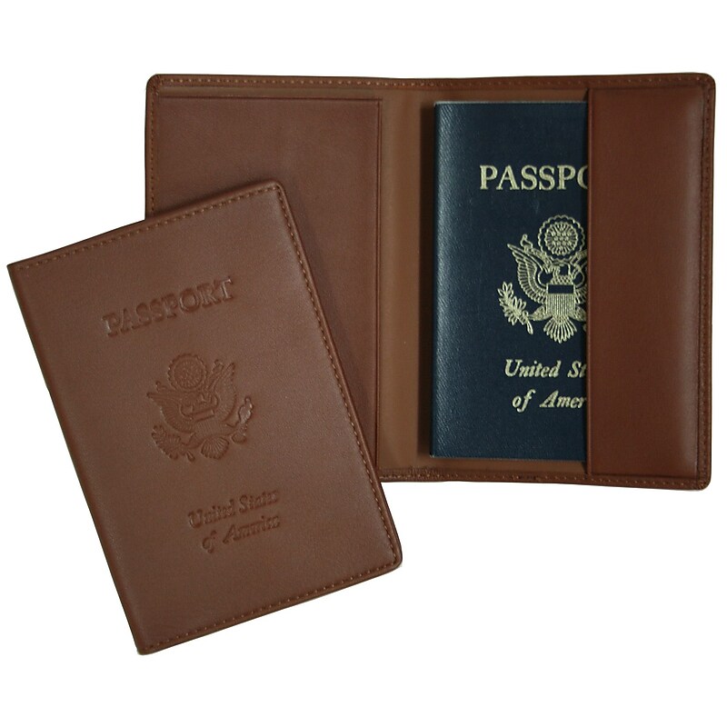 Royce Leather Debossed Passport Holder, Tan (204-TAN-5) image 1