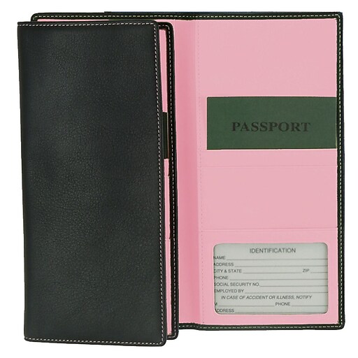 Royce Leather Passport Ticket Holder Metro Collection Carnation Pink at