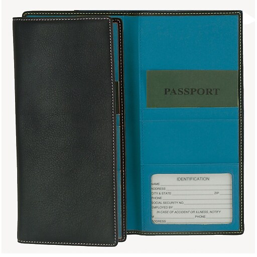 Royce Leather Passport Ticket Holder Metro Collection Ocean Blue at Staples
