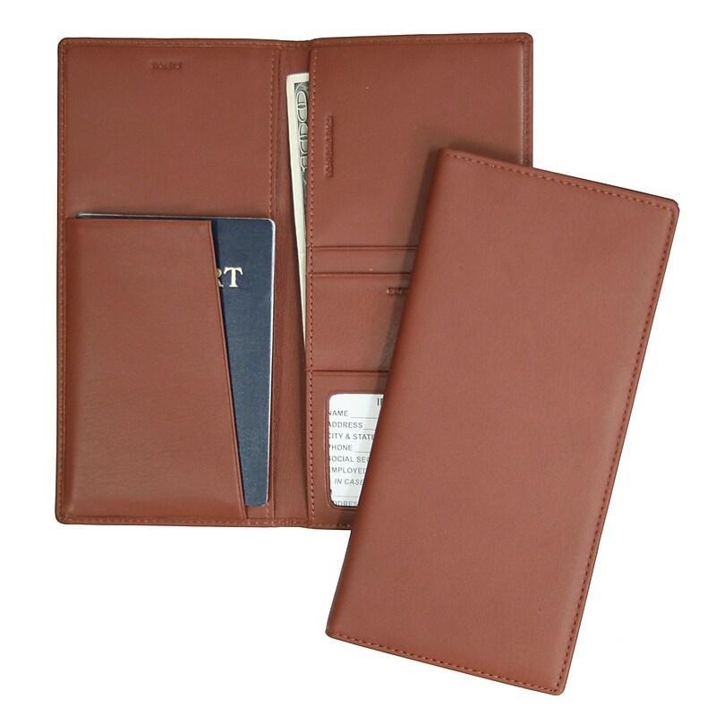 Royce Leather Passport Ticket Holder, Tan image 1