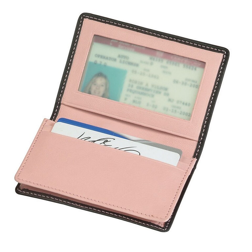 Royce Leather Deluxe Card Holder Metro Collection Carnation Pink