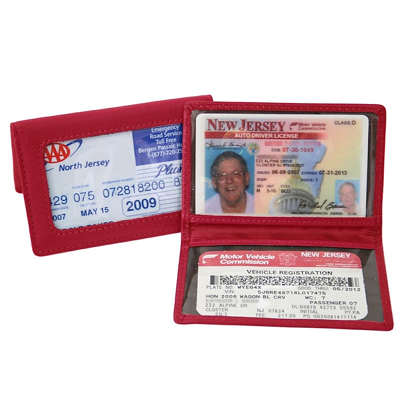 Royce Leather View Id Holder, Red image 1