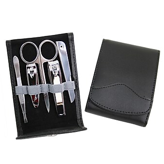 Royce Leather Flip Manicure Set Black