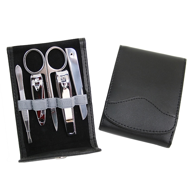 Royce Leather Flip Manicure Set Black image 1