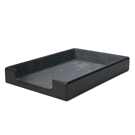 Royce Leather Desk Letter Tray Black at Staples