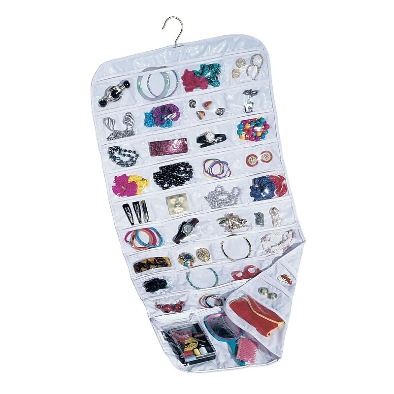 Household Essentials Ultra Jewelry Organizer with 40 Pockets, White (01943) image 1