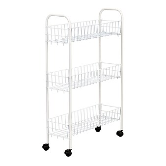 Household Essentials Slimline 3-Tier Storage Utility Cart, White (05121)
