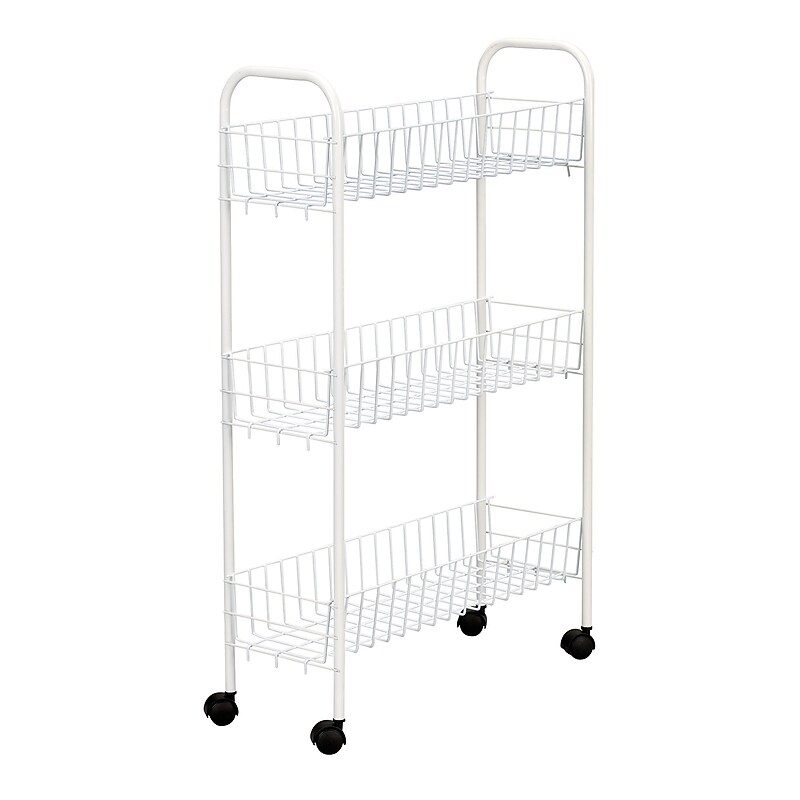 Household Essentials Slimline 3-Tier Storage Utility Cart, White (05121) image 1