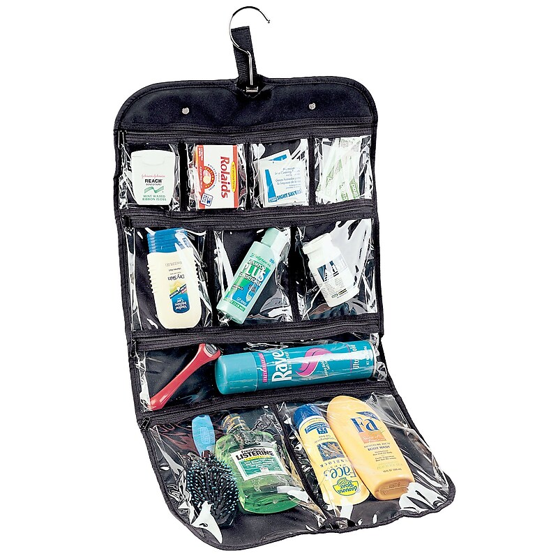 Household Essentials 14.25" Vinyl Toiletry Bag, Waterproof, Black (06910) image 1