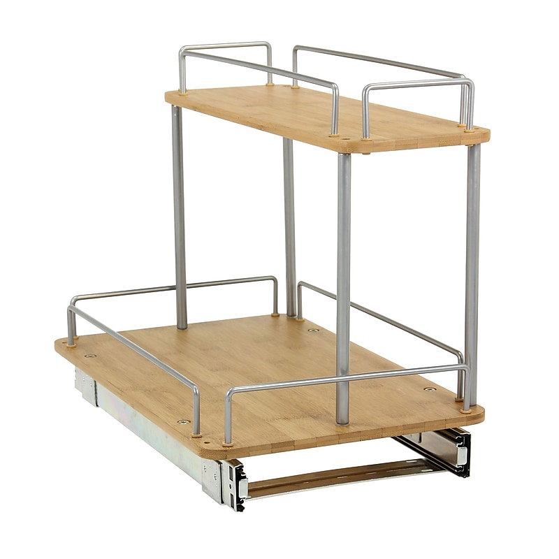 Household Essentials Glidez 11 1/2" Bamboo Two-Tier Sliding Organizer, Natural (1265B-1) image 1