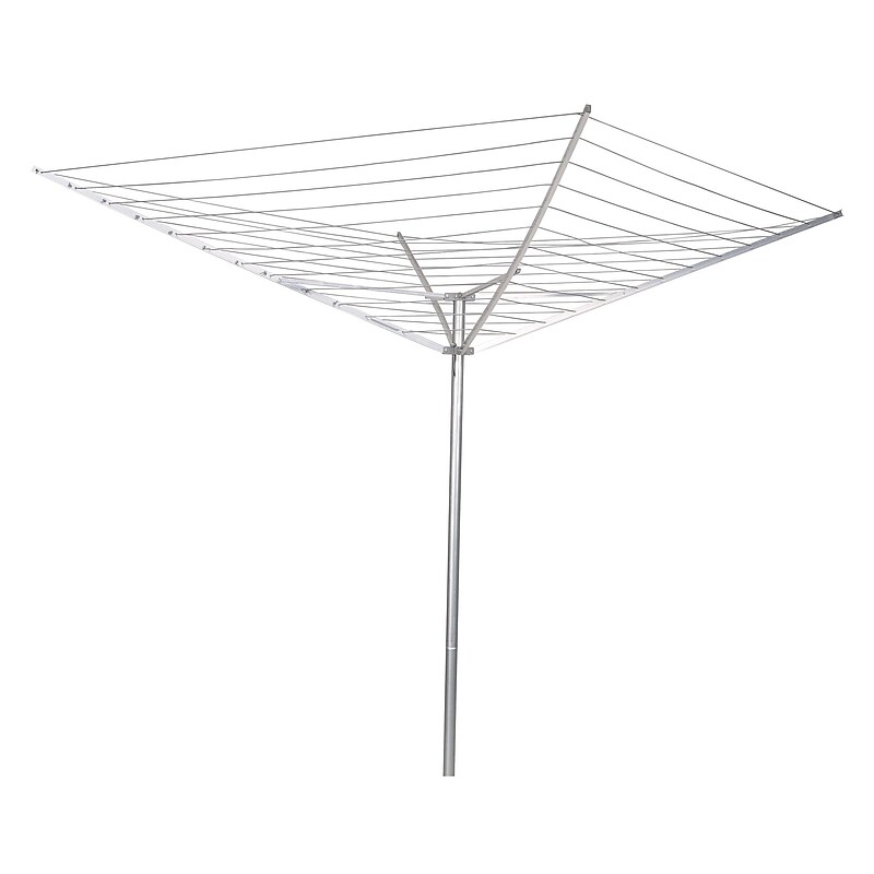 Household Essentials Expandable 12-Line Umbrella Aluminum Clothesline, Silver (1600) image 1