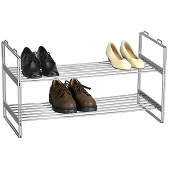 Household Essentials Stackable 2-Tier Shoe Shelf, Silver (2103)