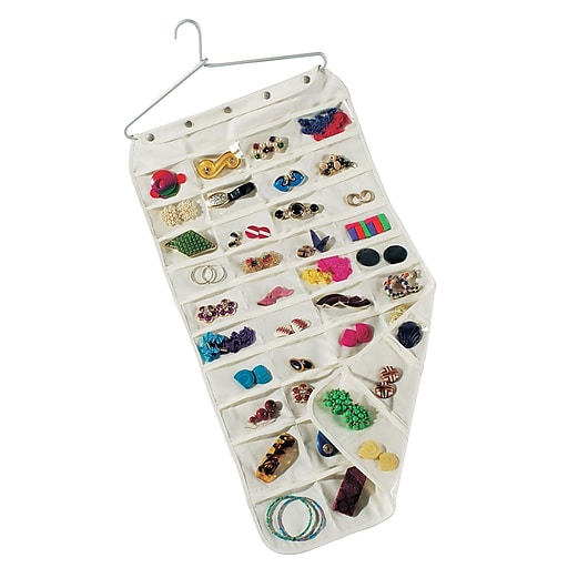 80 Pockets Jewelry Bags Rings Bracelets Necklaces Hanging Jewelry Organizer Double-Sided Hanging Holders for Jewelry 