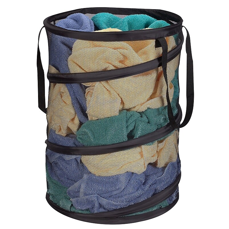 Household Essentials Collapsible Hamper, Polyester, Black (2026) image 1