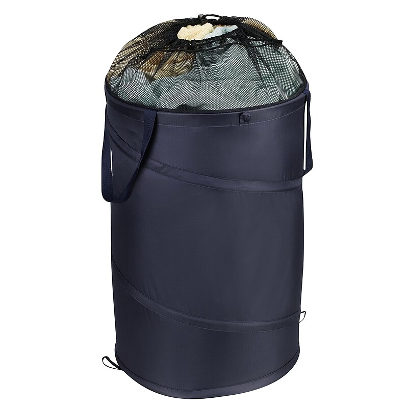 Household Essentials Collapsible Hamper, Polyester, Blue (2039) image 1