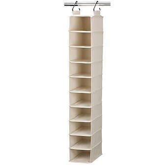 Household Essentials Hanging Shoe Organizer with 10 Pockets, Natural Canvas with Red Cedar (3328-1)