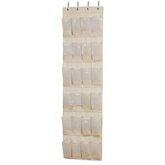 Household Essentials Cedarline Over the Door Shoe Organizer with 20 Pockets, Natural Canvas (3382-1)
