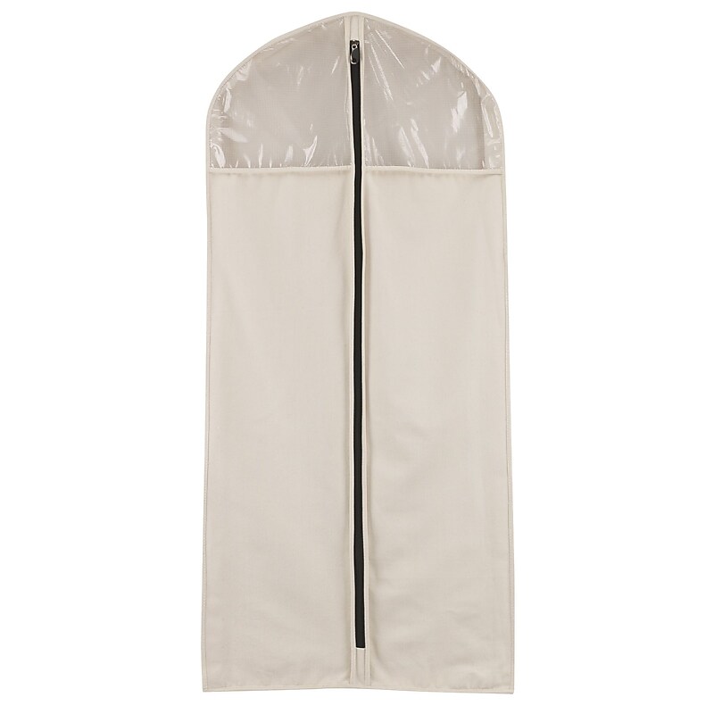 Household Essentials Zippered Hanging Dress Suit Protector, Natural Canvas (3392-1) image 1