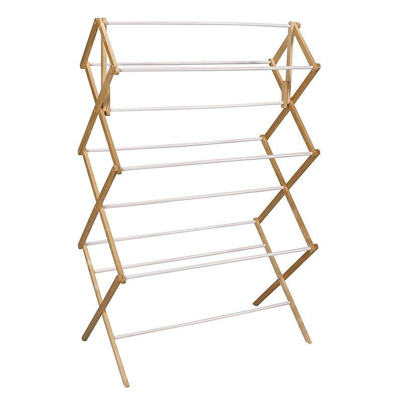 Household Essentials Expandable Wood Drying Rack, Brown/White (5005) image 1