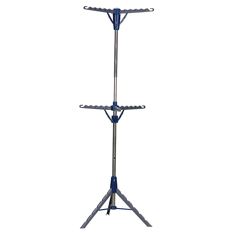 Household Essentials Portable 2 Tier Tripod Drying Rack, Gray/Blue (5012-1) image 1