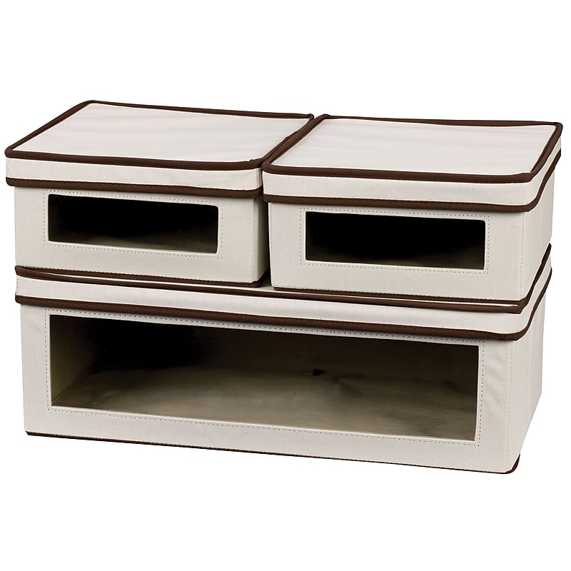 Household Essentials 3-Piece Vision Storage Box Set, Natural (510-3) image 1