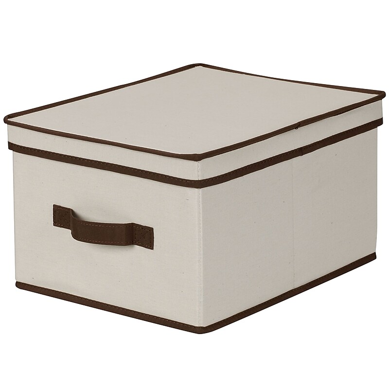 Household Essentials Large Storage Box With Coffee Trim, Natural (513) image 1