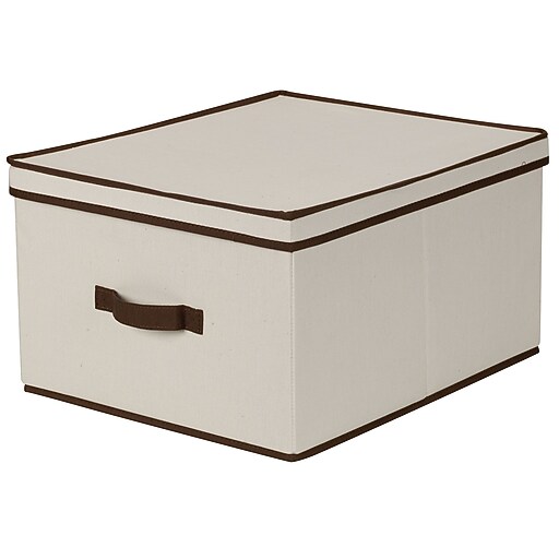 Household Essentials Jumbo Storage Box With Coffee Trim, Natural (515