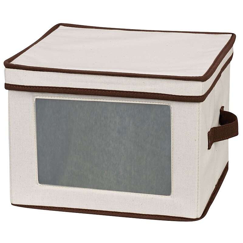 Household Essentials Natural Dinner Plate Storage Chest, Cream With Brown Trim (536) image 1