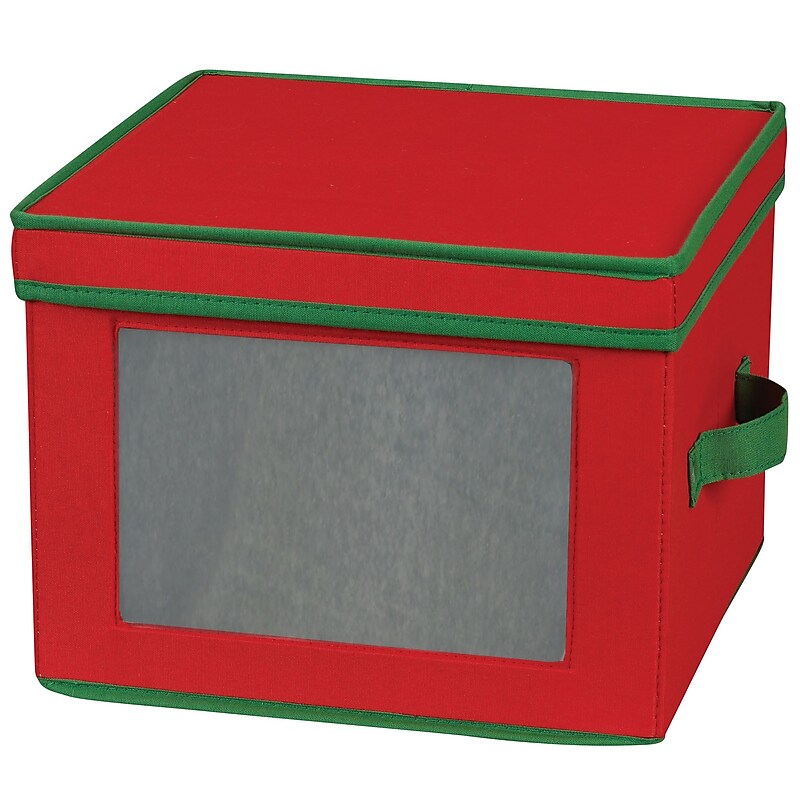 Household Essentials Holiday China Storage Chest, Red/Green (536RED) image 1
